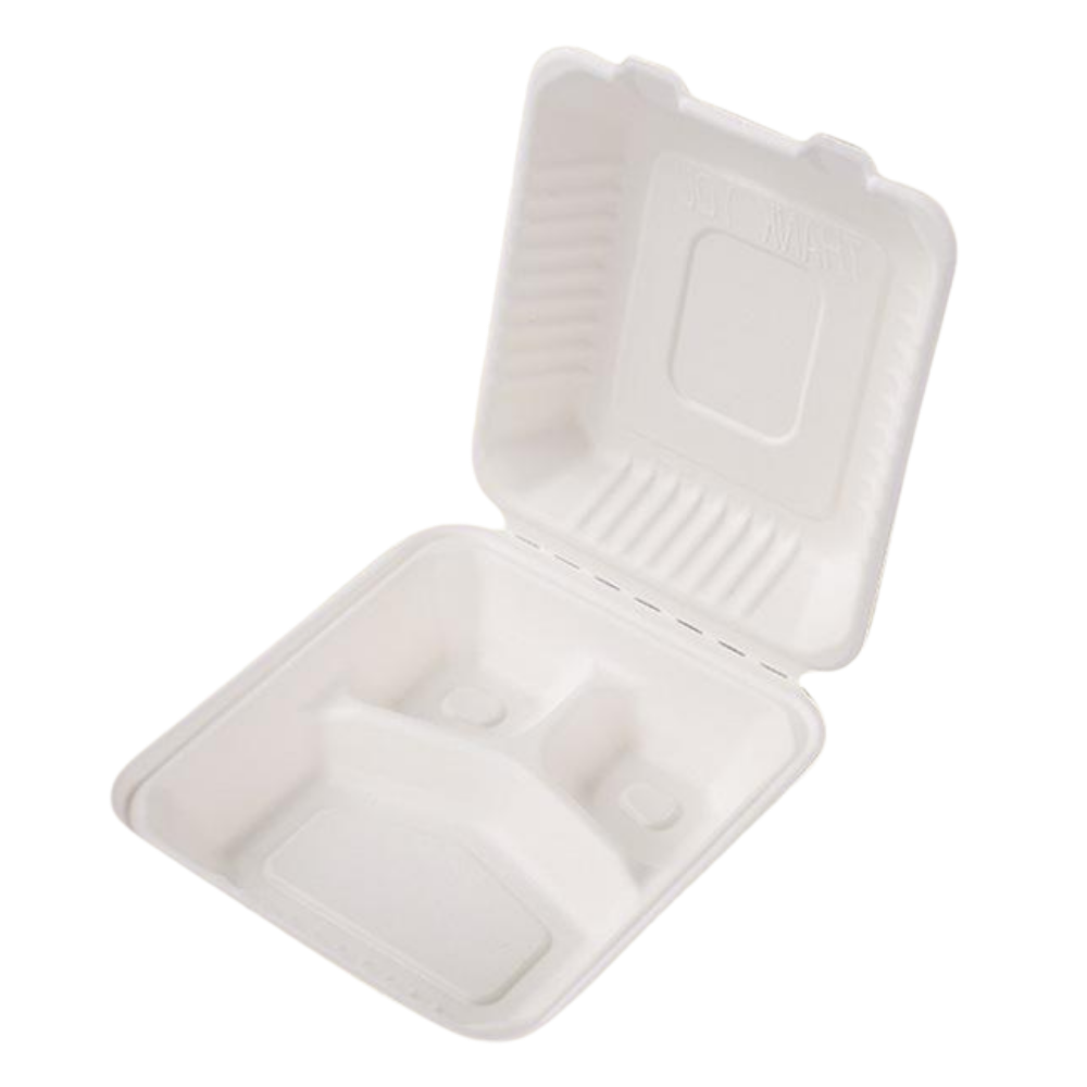 9 Inch Bagasse Large Meal Box - Pack of 200
