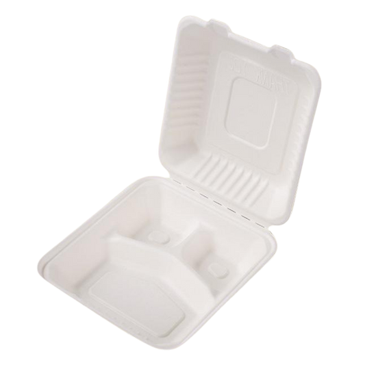 9 Inch Bagasse Large Meal Box - Pack of 200
