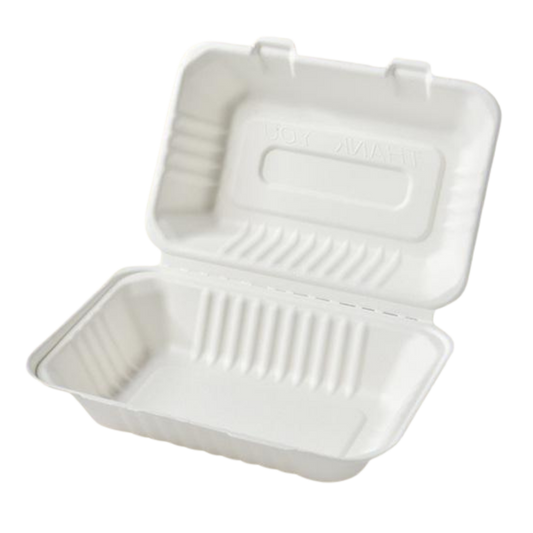 9 x 6 Inch Bagasse Meal Box - Pack of 250